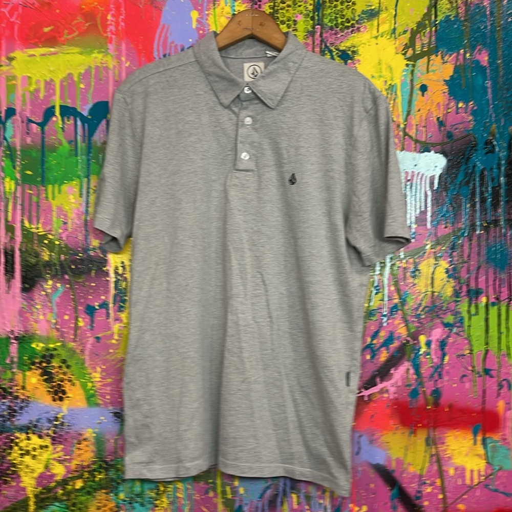 Volcom 3 button Polo men’s medium Heather gray